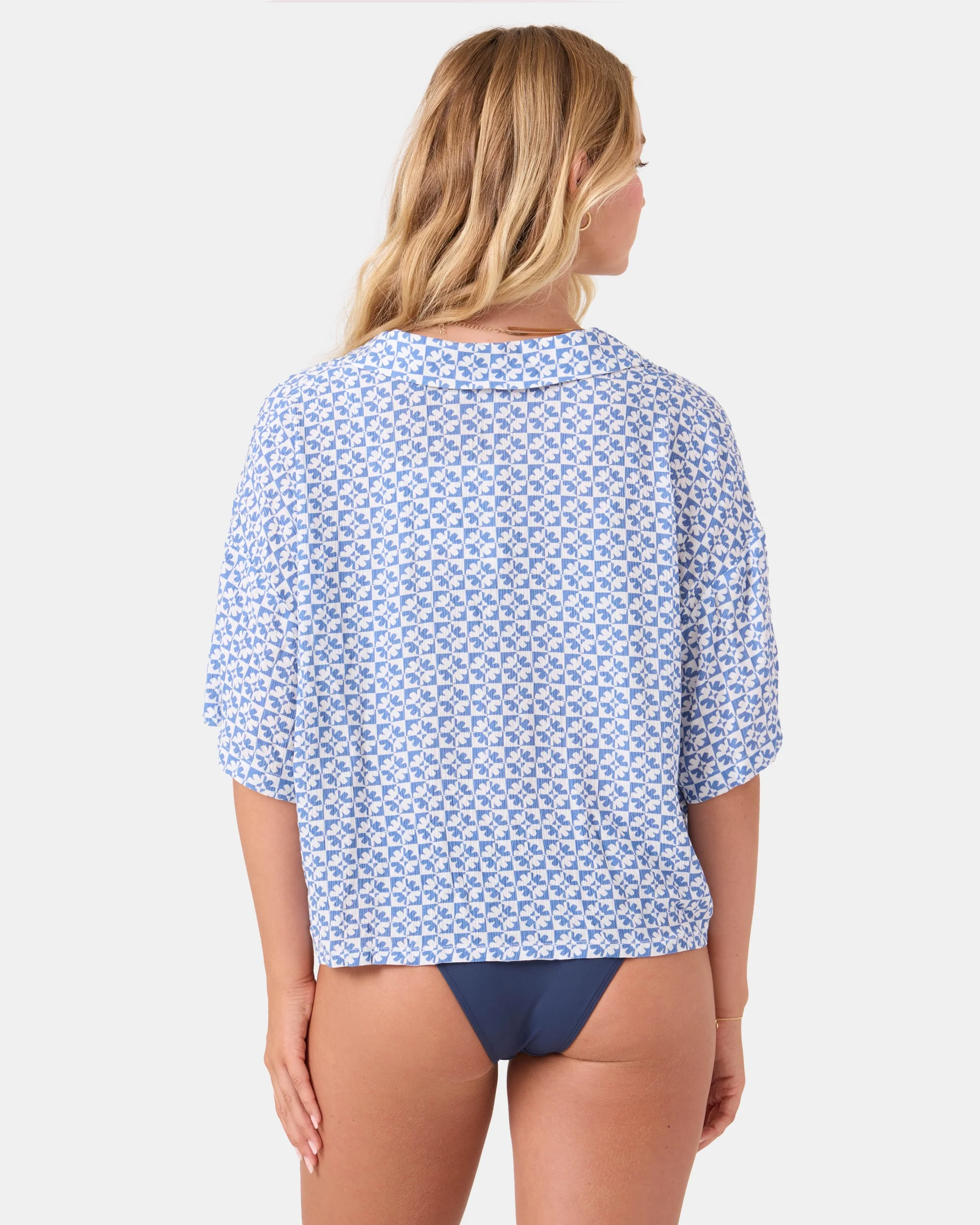 Hazy Dazy Cropped Button Up Cover Up - Image 2