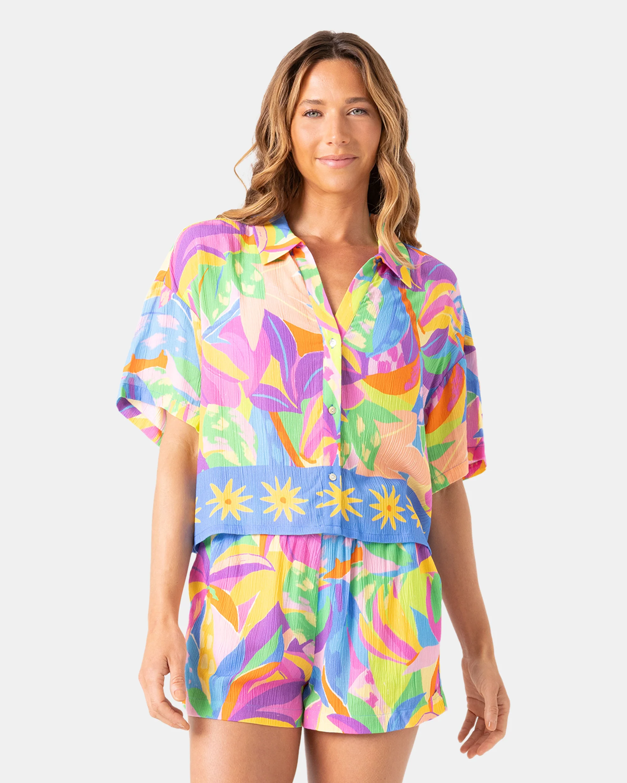 Heatwave Cropped Button Up