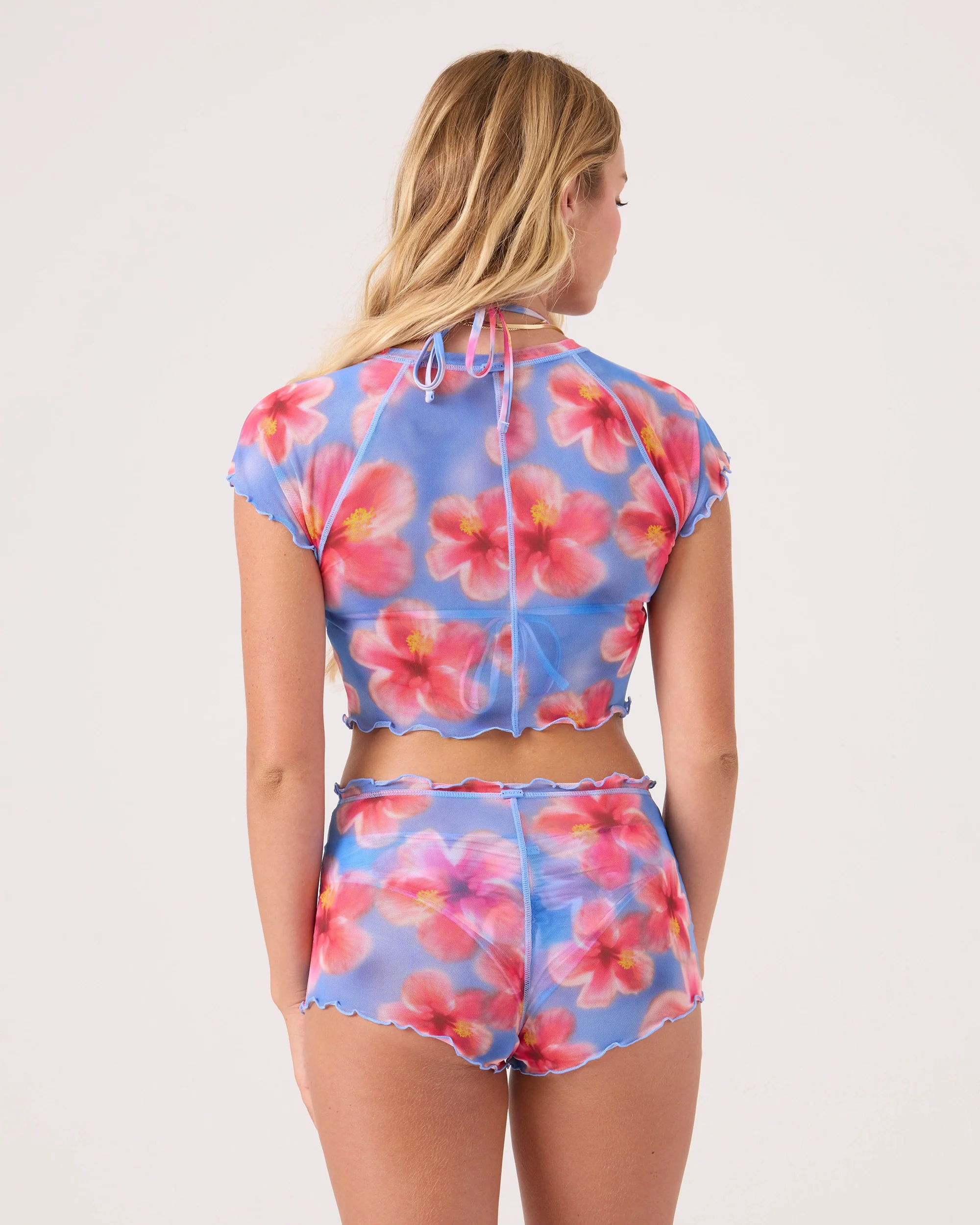 Hibiscus Daze Mesh Shortie Cheeky Bikini Bottom - Image 5