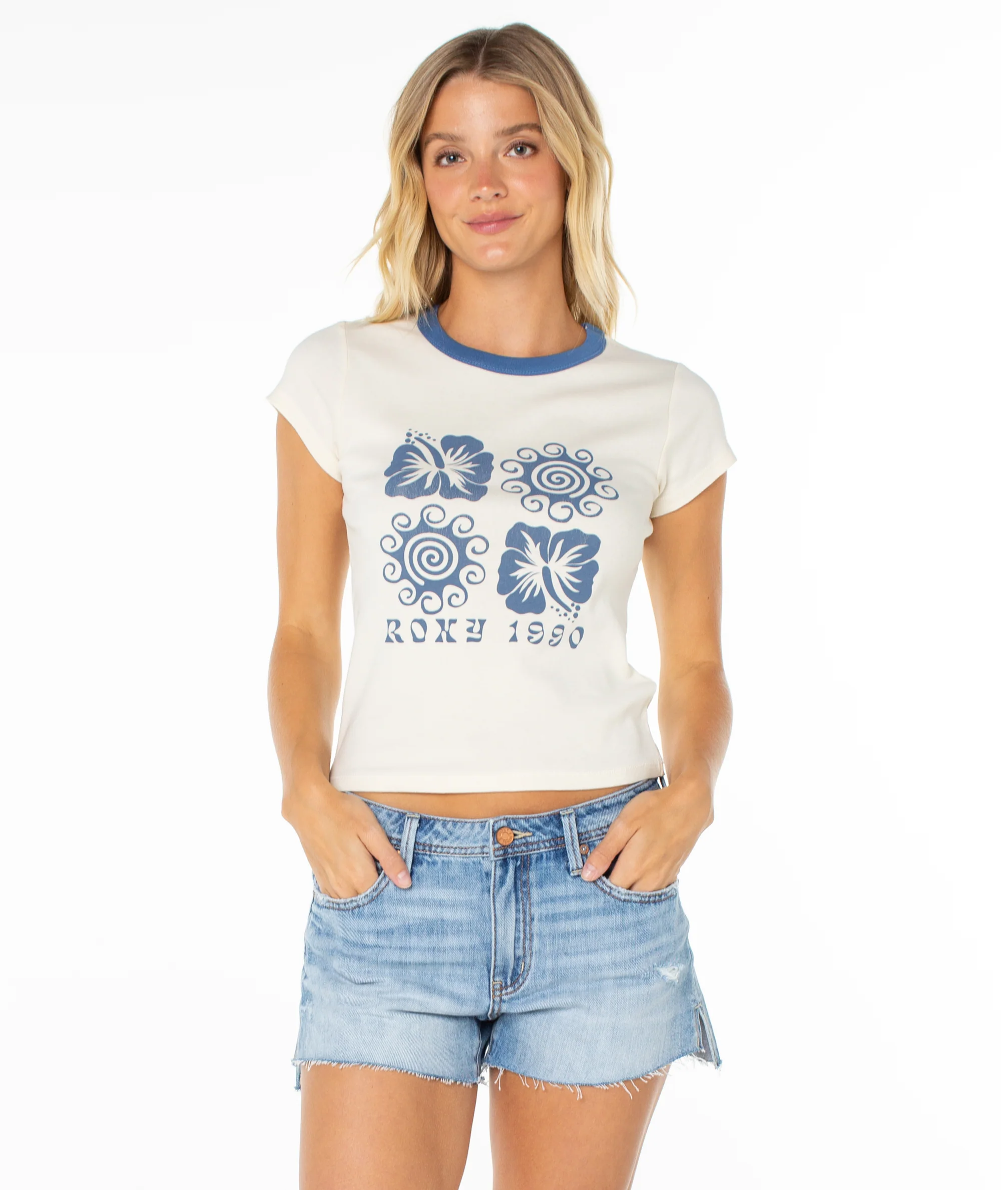 Hibiscus Swirl 90s Baby Tee