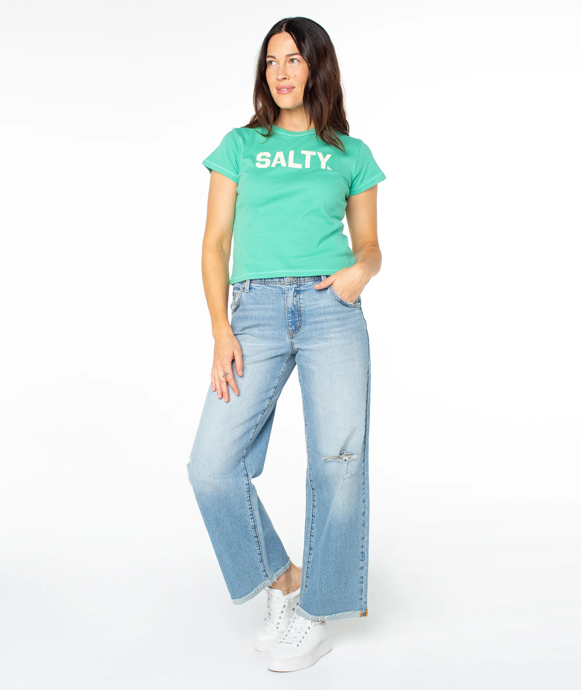 Salty College 90s Baby Tee - Image 3